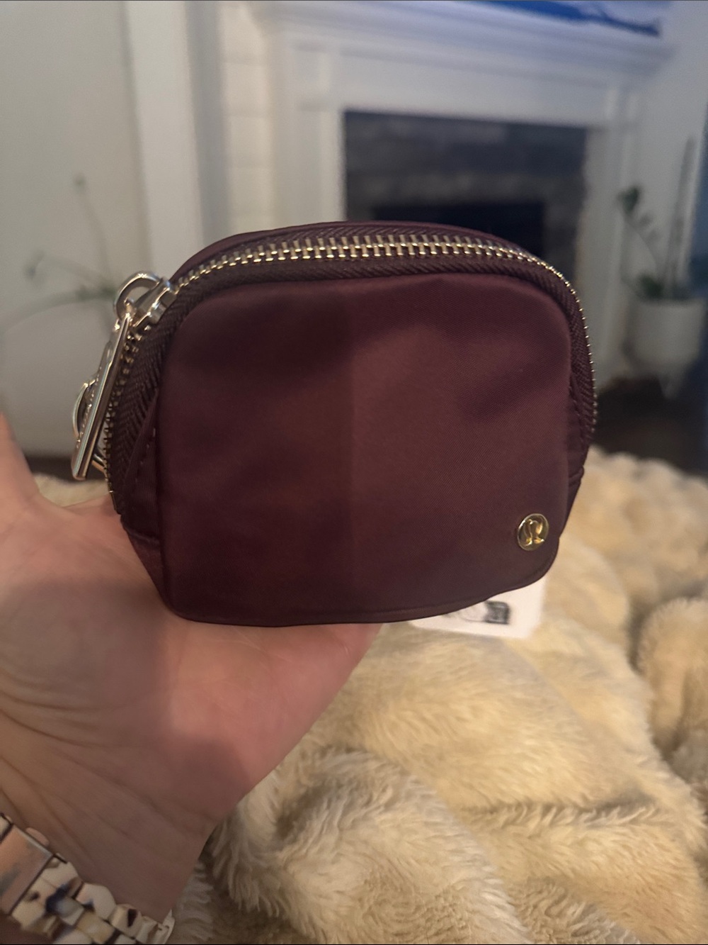 lululemon athletica Small Burgundy Toiletry & Accessory Pouch with Gold Hardware